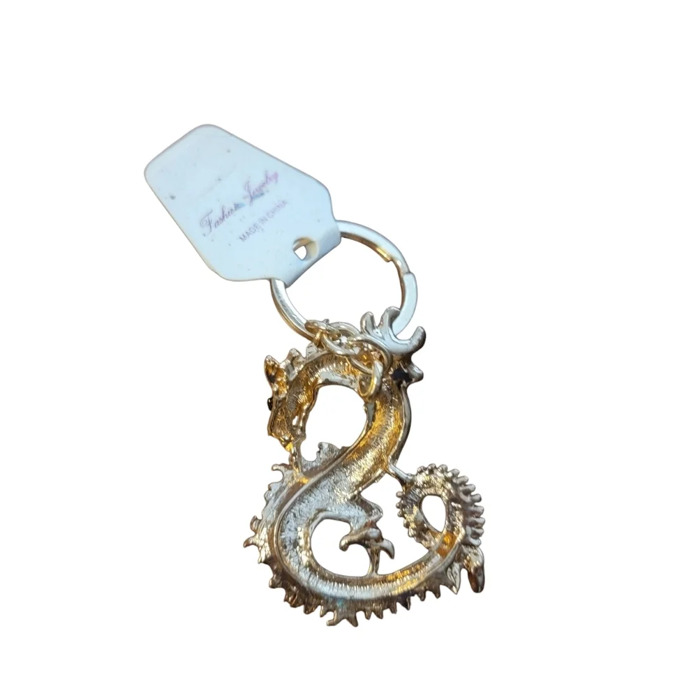 Gold and Orange Dragon Keychain
